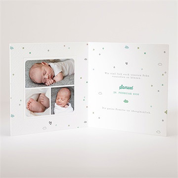 Geburtskarte Kleine Wolke Grün - vue 3