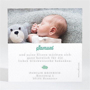 Dankeskarte Geburt Kleine Wolke Grün - Vue 2