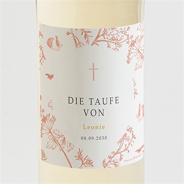 Flaschenetikett Taufe vintage natur