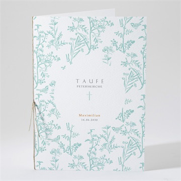 Kirchenheft Taufe vintage vogel - gold