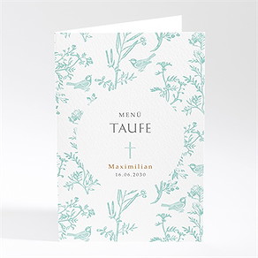 Menükarte Taufe vintage vogel