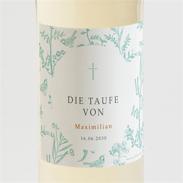 Flaschenetikett Taufe vintage vogel - gold