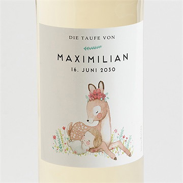 Flaschenetikett Taufe Mein Rehkitz