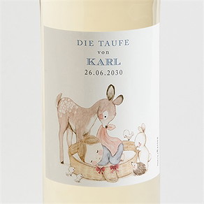 Flaschenetikett Taufe zarte illustration