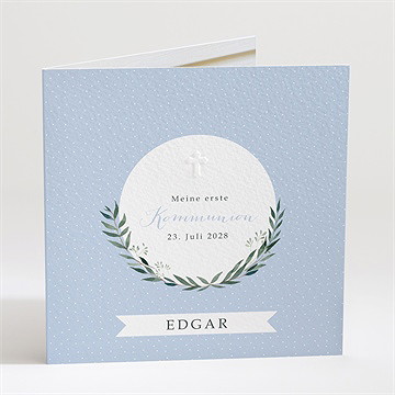 Einladung Kommunion zartes blau