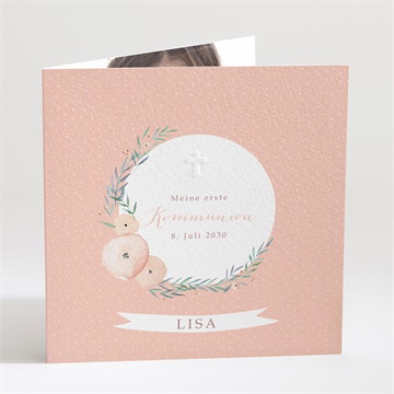 Einladung Kommunion zartes rosa