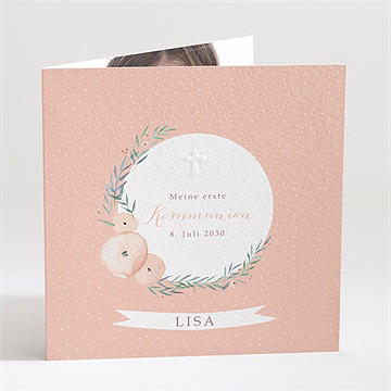 Einladung Kommunion zartes rosa