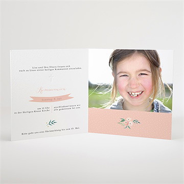 Einladung Kommunion zartes rosa - vue 3