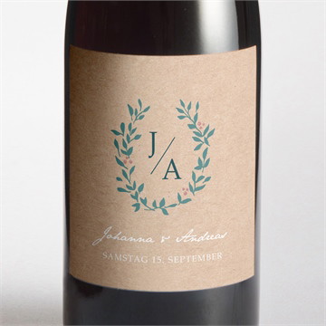 Flaschenetikett Hochzeit Wintergrün