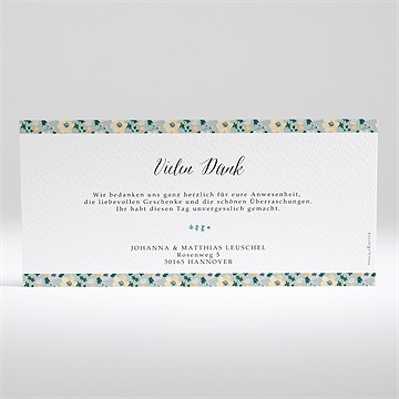 Dankeskarte Hochzeit floraler rahmen - Vue 2