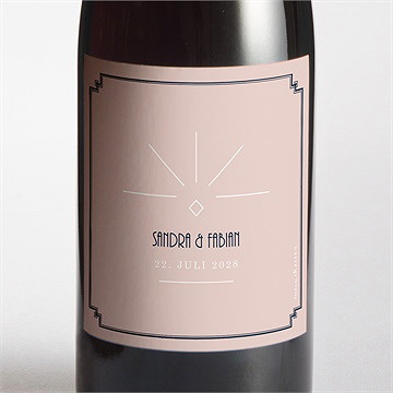 Flaschenetikett Hochzeit Art-Déco Design