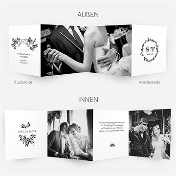 Dankeskarte Hochzeit Retro Chic - vue 4