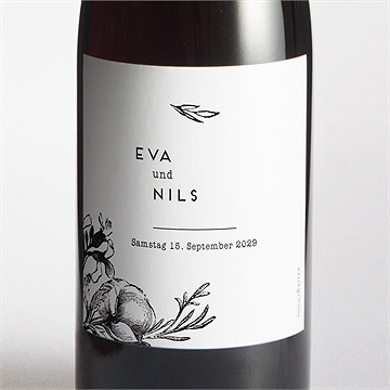 Flaschenetikett Hochzeit kamelie