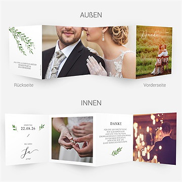 Dankeskarte Hochzeit feiner lorbeer - vue 4