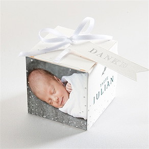 Geschenkbox Taufe blätterranke - silber