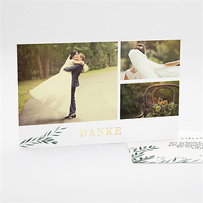 Dankeskarte Hochzeit olivenzweig - gold