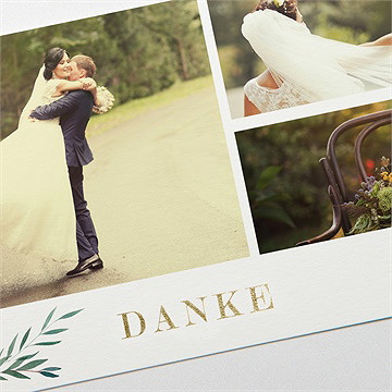 Dankeskarte Hochzeit Olivenzweig - Gold - Vue 3