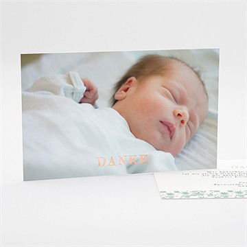 Dankeskarte Geburt blätter und sterne - kupfer