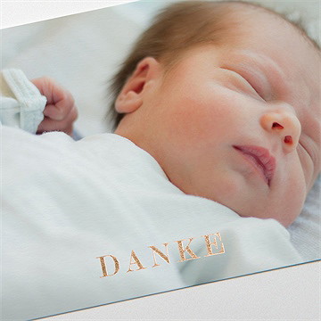 Dankeskarte Geburt blätter und sterne - kupfer - Vue 3