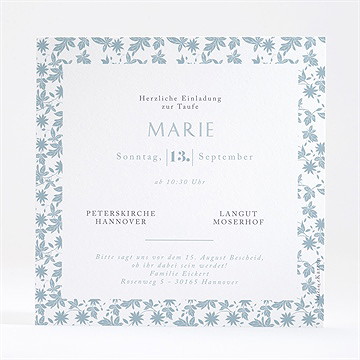 Einladung Taufe Florale Gravur - vue 4