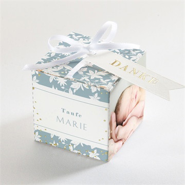 Geschenkbox Taufe florale gravur - gold