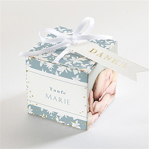 Geschenkbox Taufe florale gravur - gold