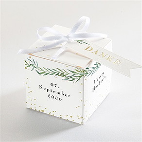 Geschenkbox Hochzeit zarte blätterranke - gold