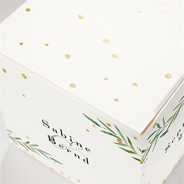 Geschenkbox Hochzeit zarte blätterranke - gold - Vue 2