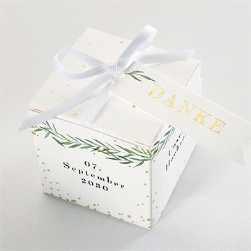 Geschenkbox Hochzeit zarte blätterranke - gold - Vue 4