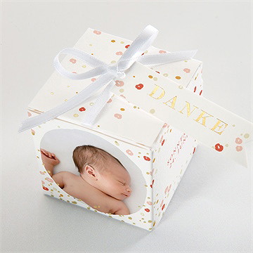 Geschenkbox Taufe blumenregen - gold - Vue 4