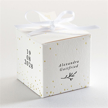 Geschenkbox Hochzeit schick mit schleife - gold - Vue 3