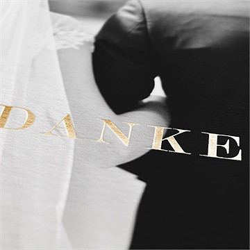 Dankeskarte Hochzeit schick mit schleife - gold - Vue 2