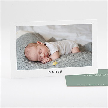 Dankeskarte Geburt Polaroid Graugrün