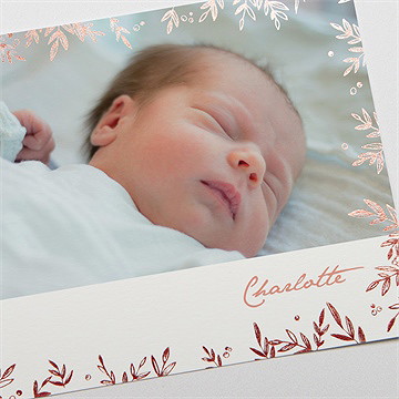 Geburtskarte Verkupferte Blätter - vue 3