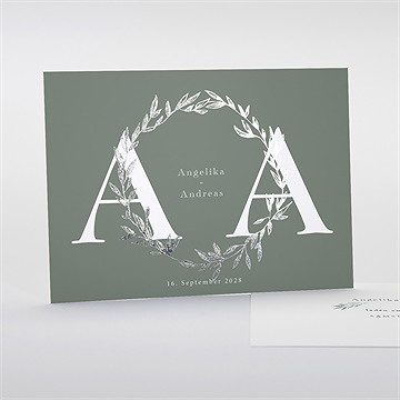 Hochzeitseinladung silberblätter