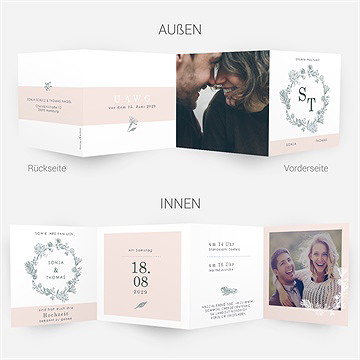 Hochzeitseinladung blumenkranz - vue 4