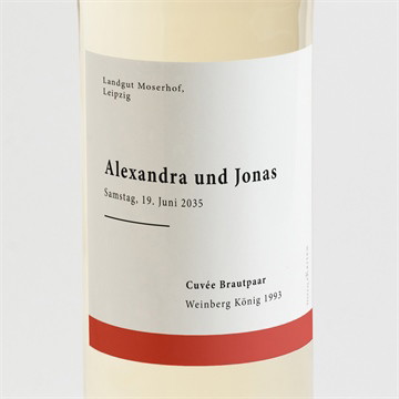 Flaschenetikett Hochzeit Karminrot