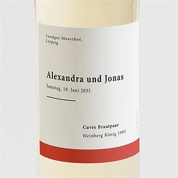 Flaschenetikett Hochzeit karminrot