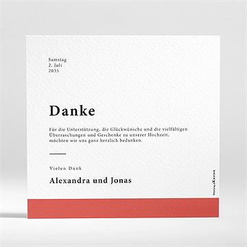 Dankeskarte Hochzeit karminrot - Vue 2