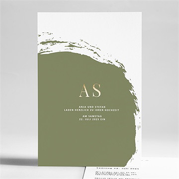 Hochzeitseinladung Olivfarbener Pinselstrich