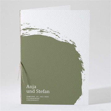 Kirchenheft Hochzeit olivfarbener pinselstrich