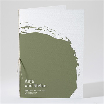 Kirchenheft Hochzeit olivfarbener pinselstrich