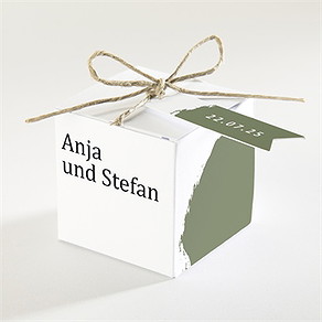 Geschenkbox Hochzeit olivfarbener pinselstrich