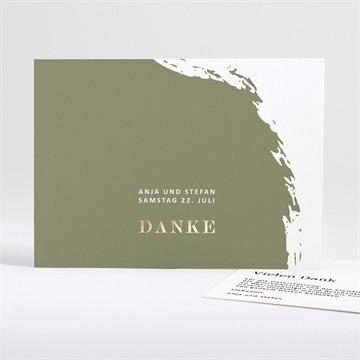 Dankeskarte Hochzeit olivfarbener pinselstrich