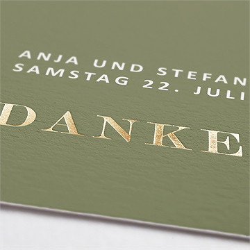 Dankeskarte Hochzeit Olivfarbener Pinselstrich - vue 2