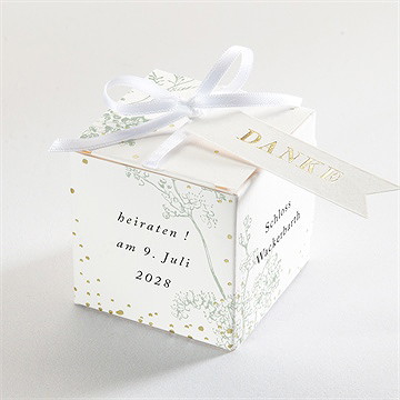 Geschenkbox Hochzeit farn - gold