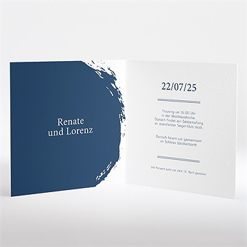 Hochzeitseinladung Blauer Pinselstrich - Sicht 3