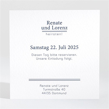 Save The Date Karte Blauer Pinselstrich - Sicht 2