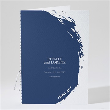 Kirchenheft Hochzeit blauer pinselstrich