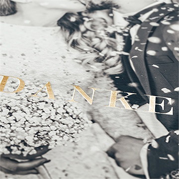 Dankeskarte Hochzeit blauer pinselstrich - vue 2